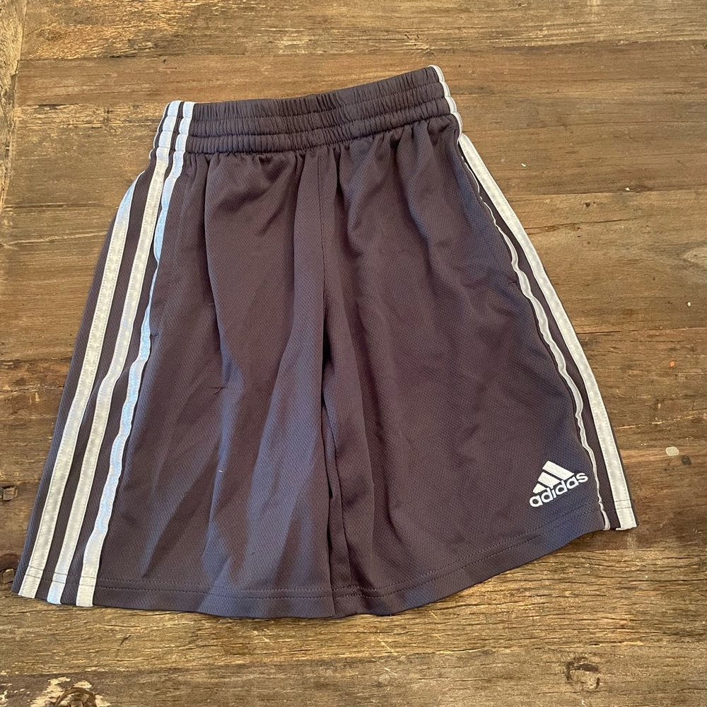 Adidas Kids Dark Gray Shorts with White Stripes